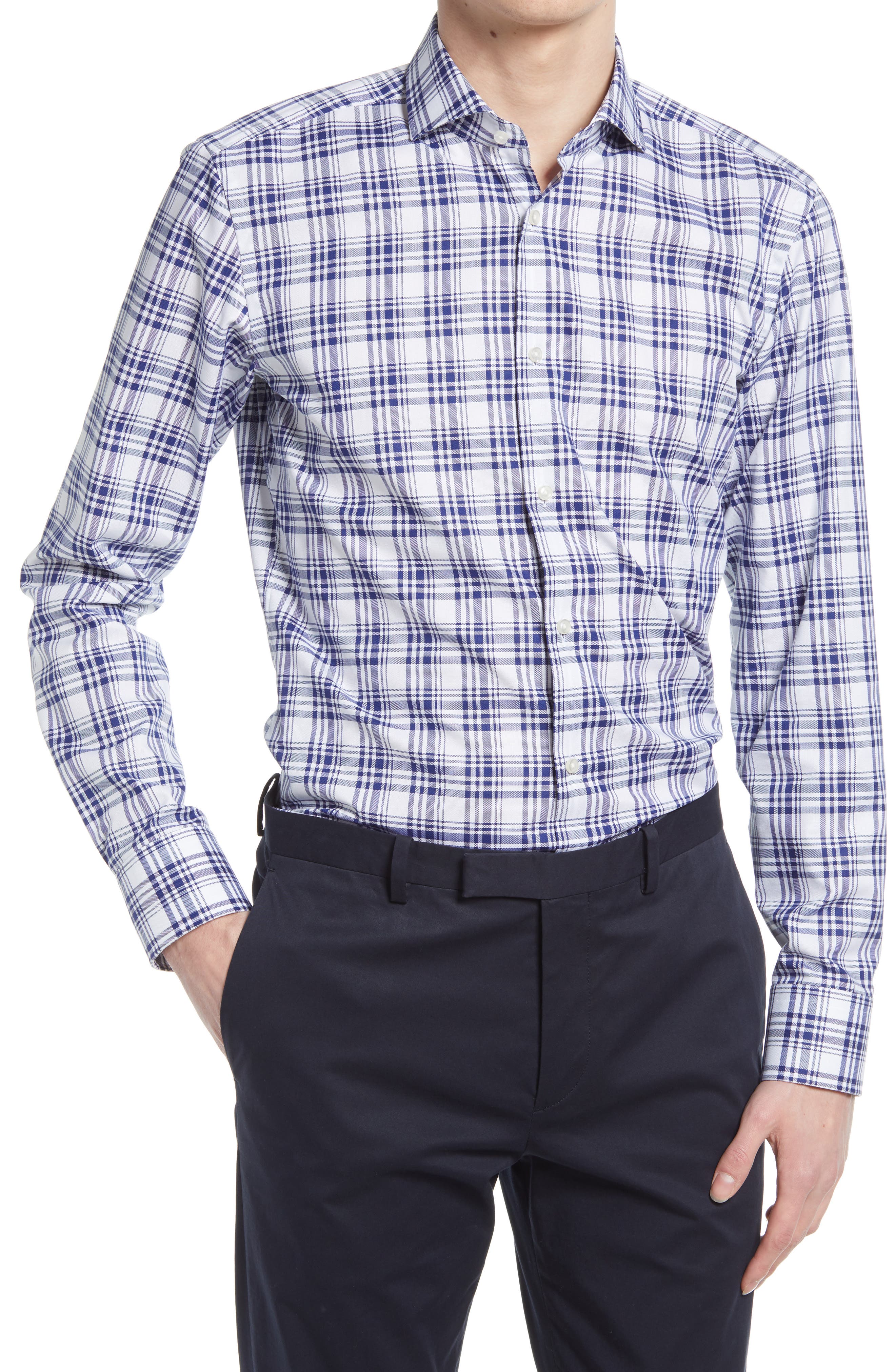 Hugo Boss Men's "Jason" Slim Fit Plaid Long Sleeve Dress Shirt Sz 15 17 17.5 18 